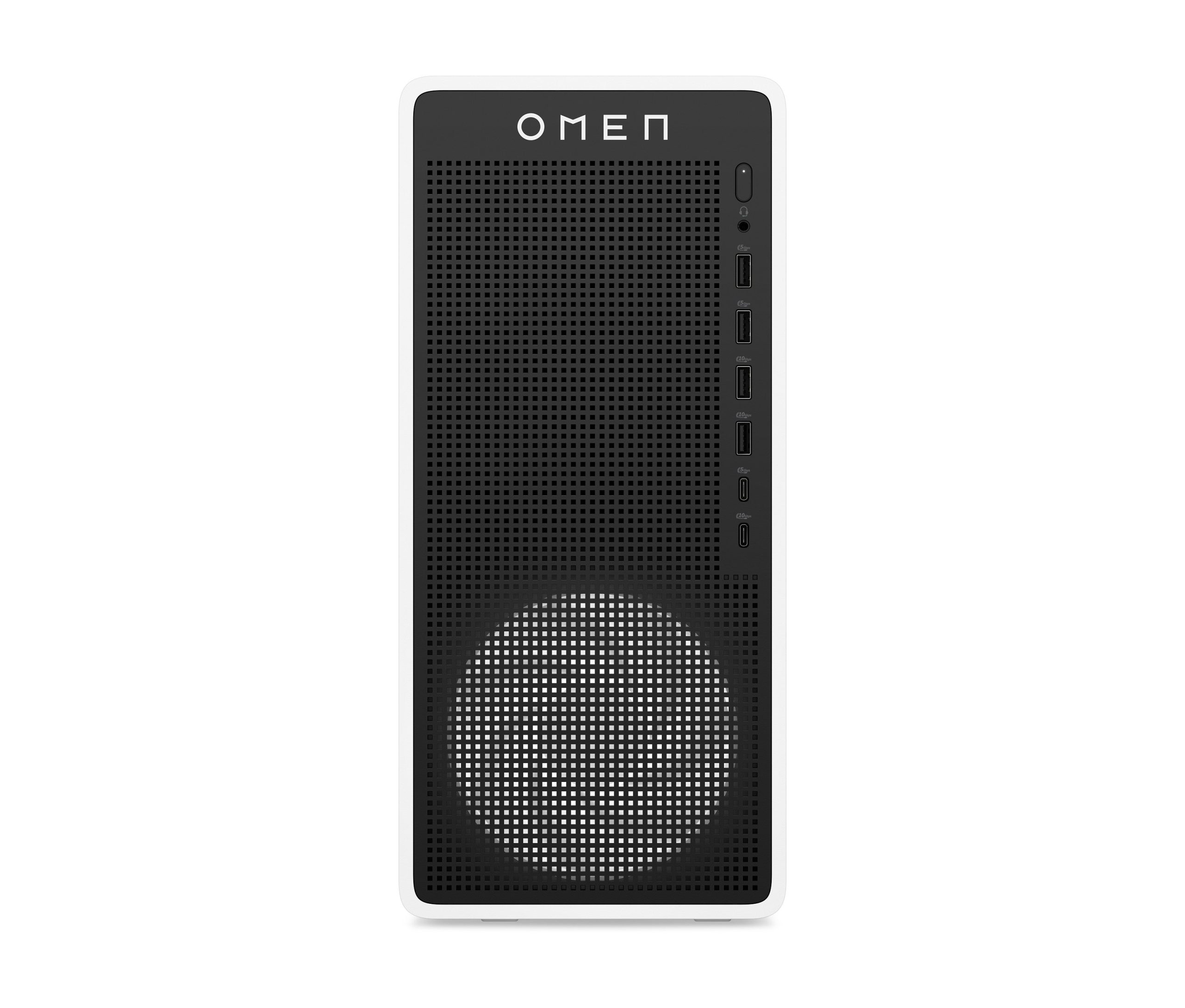 OMEN 16L Gaming Desktop TG03-0060m PC. Windows 11 Home. AMD Ryzen™ 7. 16GB RAM. 1TB SSD. NVIDIA® GeForce RTX™ 5060. Snow white