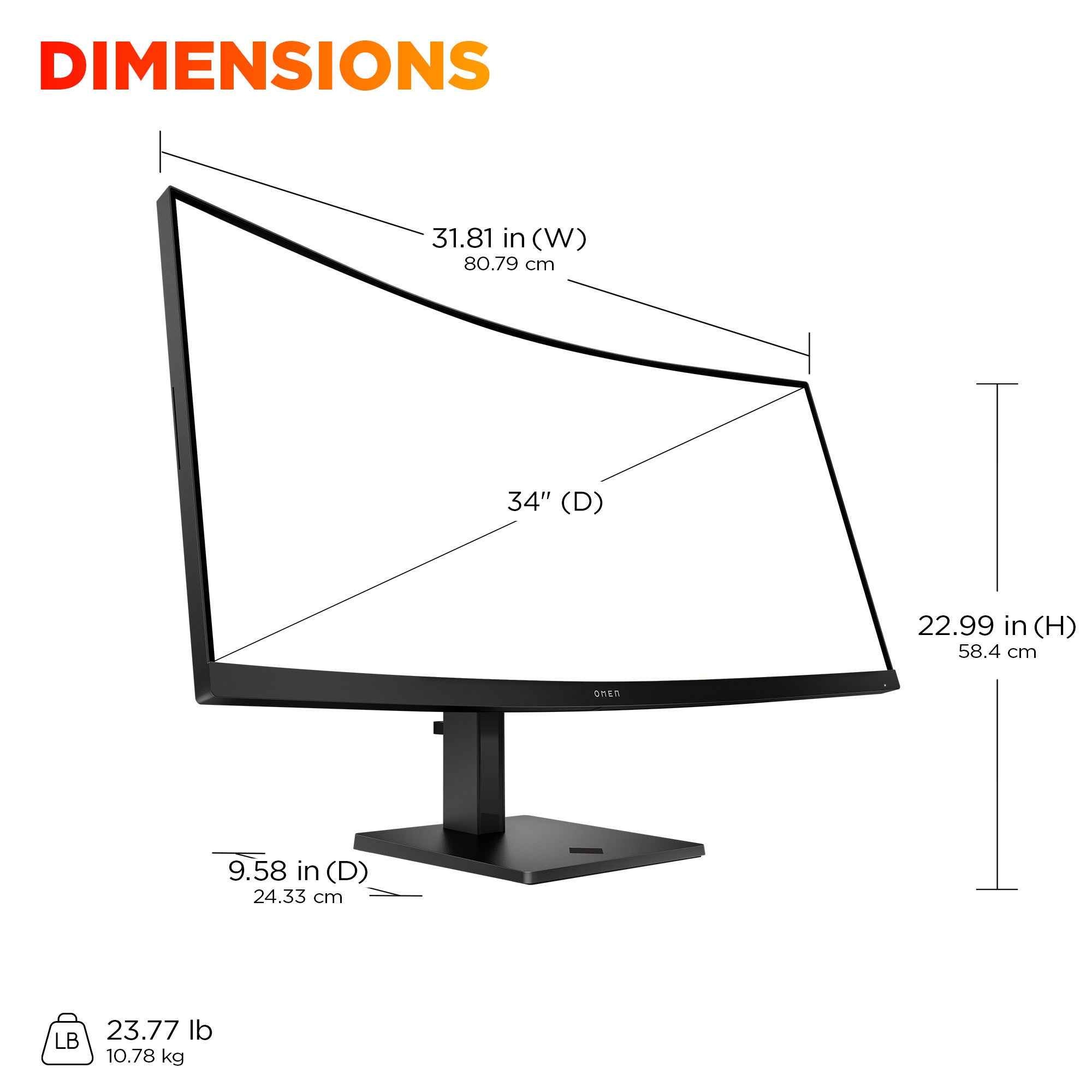 OMEN 34 inch WQHD 180Hz Curved Gaming Monitor - OMEN 34c G2 - Image 7